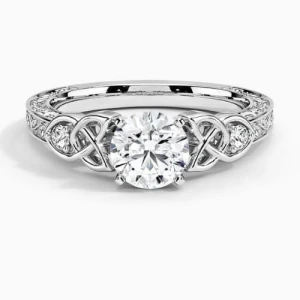 Melcy Lab-Created Diamond 4 Prong Side Stone Engagement Ring