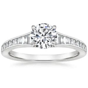 Melita Natural Diamond Platinum 4 Prong Side Stone Engagement Ring