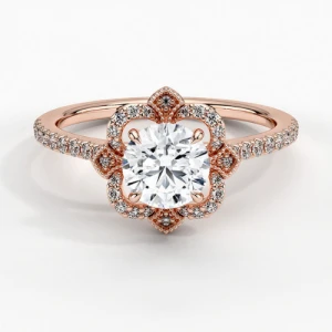 Loyla 0.20 - 3.00 Carat Natural Diamond Round cut Vintage Engagement Ring