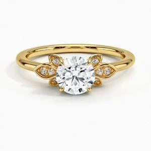  Carleena Natural Diamond 4 Prong Side Stone Engagement Ring