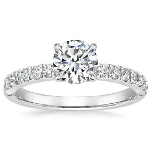  Corliss Lab-Created Diamond Yellow Gold 4 Prong Side Stone Engagement Ring