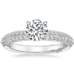 Beohha Lab-Created Diamond Round cut 4 Prong  Side Stone Engagement Ring