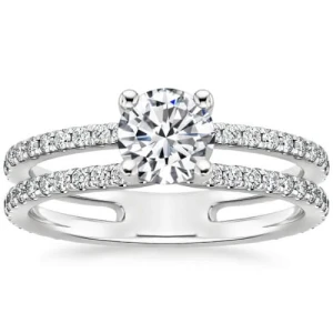 Casi Natural Diamond 4 Prong Side Stone Engagement Ring