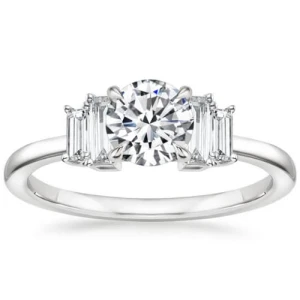 Celia 0.20 - 3.00 Carat Natural Diamond Round cut 4 Prong Set  Side Stone Engagement Ring
