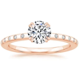 Carri Natural Diamond Double Prong Side Stone Engagement Ring