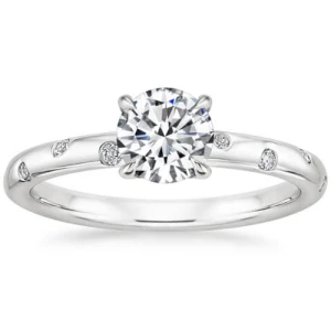  Carlye Natural Diamond 4 Prong Set Side Stone Engagement Ring