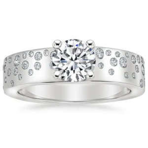 Beortbtraed 0.20 - 3.00 Carat Natural Diamond Round cut 4 Prong  Side Stone Engagement Ring