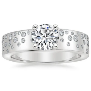  Beortbtraed Natural Diamond Yellow Gold 4 Prong Side Stone Engagement Ring