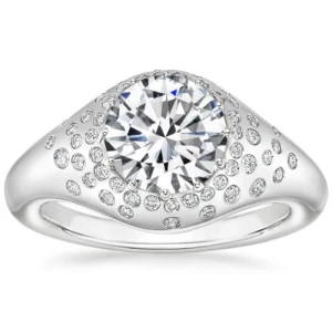 Claira 0.20 - 3.00 Carat Natural Diamond Round cut Bezel Set  Side Stone Engagement Ring