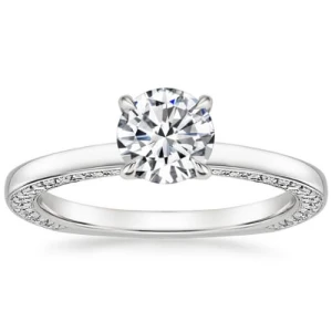  Bemma Natural Diamond 4 Prong Set Side Stone Engagement Ring