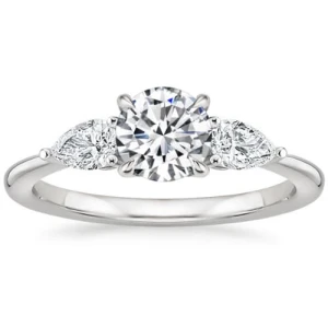 Cinda Natural Diamond 4 Prong Set Side Stone Engagement Ring