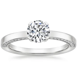 Cambree Natural Diamond 4 Prong Set Side Stone Engagement Ring