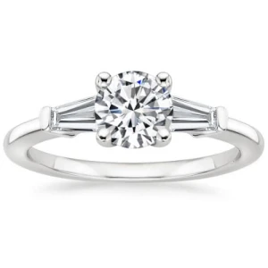 Capri 0.20 - 3.00 Carat Natural Diamond Round cut 4 Prong Set  Side Stone Engagement Ring