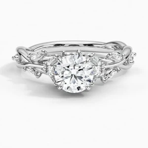 Carline 0.20 - 3.00 Carat Natural Diamond Round cut 4 Prong Set Side Stone Engagement Ring