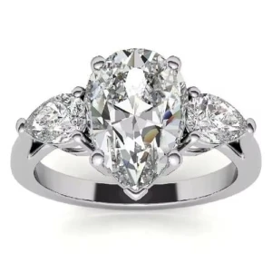 Dameta Lab-Created White Gold 4 Prong 3 Stone Diamond Ring