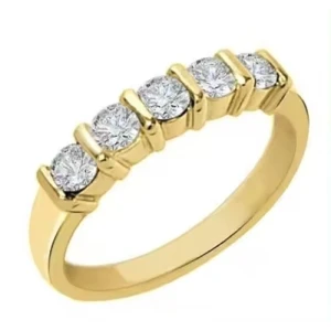 Deletha Lab-Created White Gold Bar  5 Stone Diamond Ring