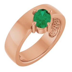 Brigid Emerald Rose Gold  Diamond Ring