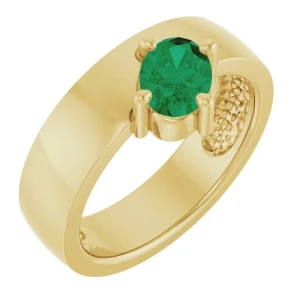 Brigid Emerald Yellow Gold  Diamond Ring