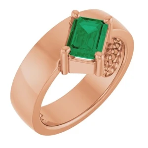 Zuriah Emerald Rose Gold  Diamond Ring
