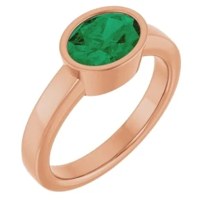 Darcia Emerald Rose Gold Bezel  Diamond Ring