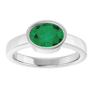 Darcia Emerald Oval cut Bezel  Diamond Ring
