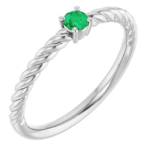 Bethel Emerald Rose Gold 4 Prong  Diamond Ring