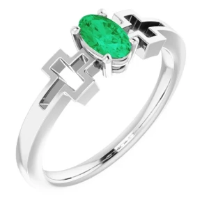 Oceana Emerald Rose Gold  Diamond Ring