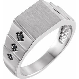 Cynna Black Diamond Platinum Men's Wedding Ring