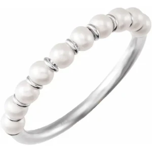 Yari White Gold Freshwater Pearl Gemstone Diamond Ring