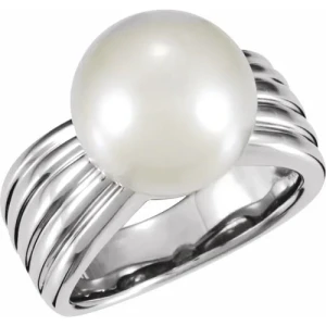 Zelena Rose Gold Freshwater Pearl Gemstone Diamond Ring