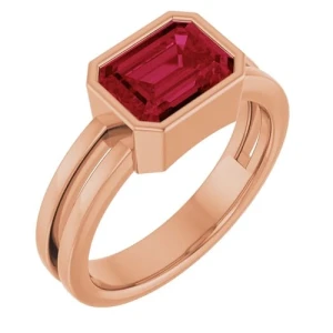 Denine Natural Ruby Rose Gold Bezel  Diamond Ring