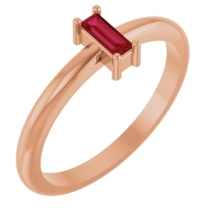 Delora Natural Ruby Rose Gold 4 Prong  Diamond Ring