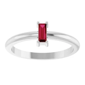 Delora Natural Ruby Platinum 4 Prong  Diamond Ring