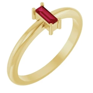 Delora Natural Ruby Yellow Gold 4 Prong  Diamond Ring