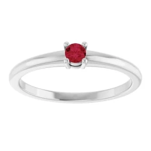 Dona Natural Ruby Platinum 4 Prong  Diamond Ring