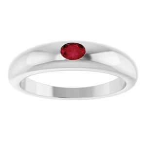 Deeandra Natural Ruby White Gold Bezel  Diamond Ring