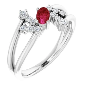 Lily Natural Ruby  Diamond Ring