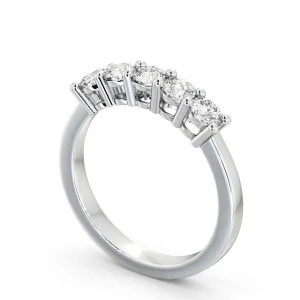 Delorus Natural White Gold 4 Prong 5 Stone Diamond Ring