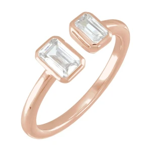  Creeda Lab-Created Rose Gold Bezel Two Stone Diamond Ring