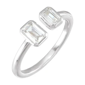  Creeda Lab-Created Platinum Bezel Two Stone Diamond Ring