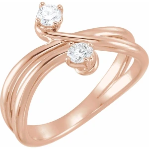 Collys Natural Rose Gold 4 Prong Two Stone Diamond Ring