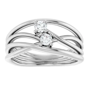 Novalynn 0.20 Carat Natural Round cut 4 Prong  Two Stone Diamond Ring