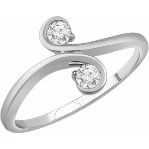Nell 0.20 Carat Natural Round cut Tension  Two Stone Diamond Ring