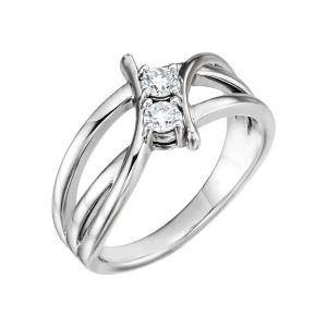 Nymeria 0.25 Carat Natural Round cut 4 Prong  Two Stone Diamond Ring