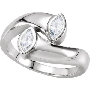 Noralyn 0.25 Carat Natural Marquise cut Bezel  Two Stone Diamond Ring