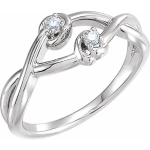 Novaleigh 0.06 Carat Natural Round cut 4 Prong  Two Stone Diamond Ring