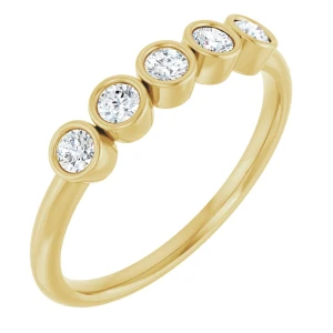 Delentha Lab-Created White Gold Bezel 5 Stone Diamond Ring
