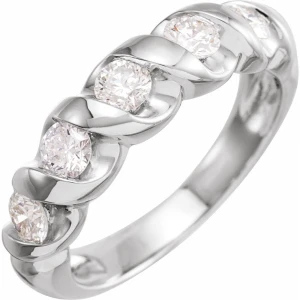 Debyanne Lab-Created White Gold Bezel 5 Stone Diamond Ring