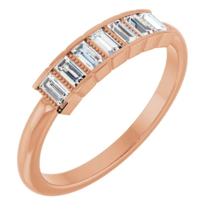 Doanna Lab-Created Rose Gold Bezel 7 Stone Diamond Ring