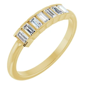Doanna Lab-Created Yellow Gold Bezel 7 Stone Diamond Ring